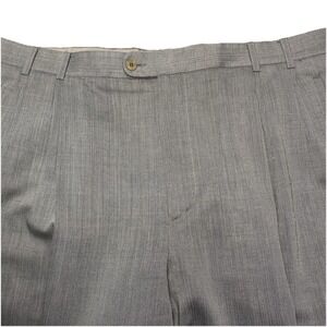 Zanella Dress Trousers (41x31 Cuffed) Quad Pleated Herringbone Taupe Old Money
